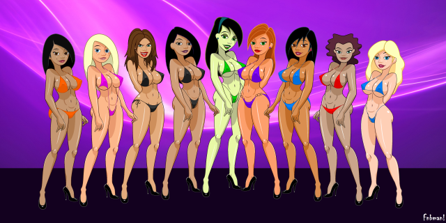 fnbmanbonnie rockwaller+crystal (kim possible)+hope (kim possible)+jessica (kim possible)+kimberly ann possible+marcella (kim possible)+miss go+shego+tara (kim possible)+zita flores