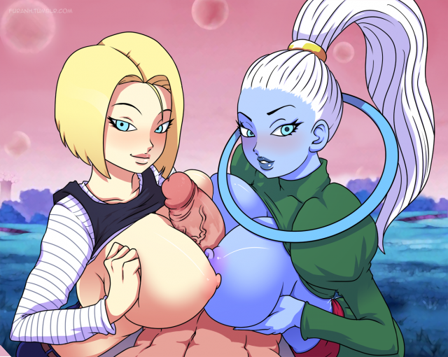 android 18+angel (dragon ball)+son goku+vados